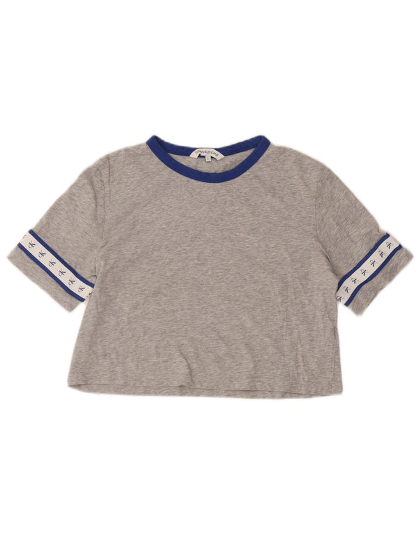 CALVIN KLEIN T-shirt corta con grafica da donna Top UK 6 XS Cotone grigio