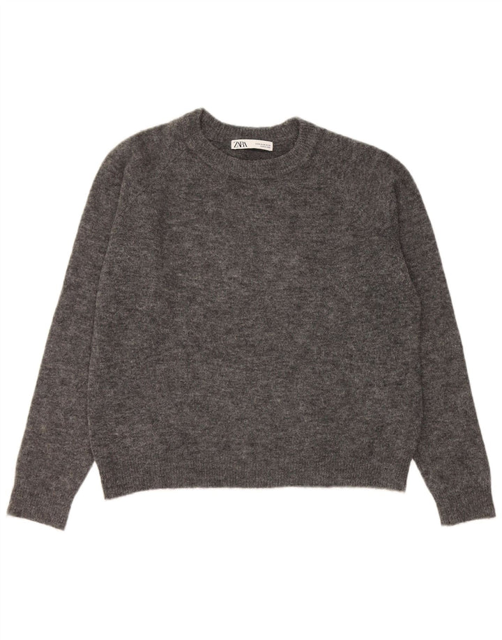 Maglione maglione girocollo da donna Zara UK 14 Nylon grigio medio