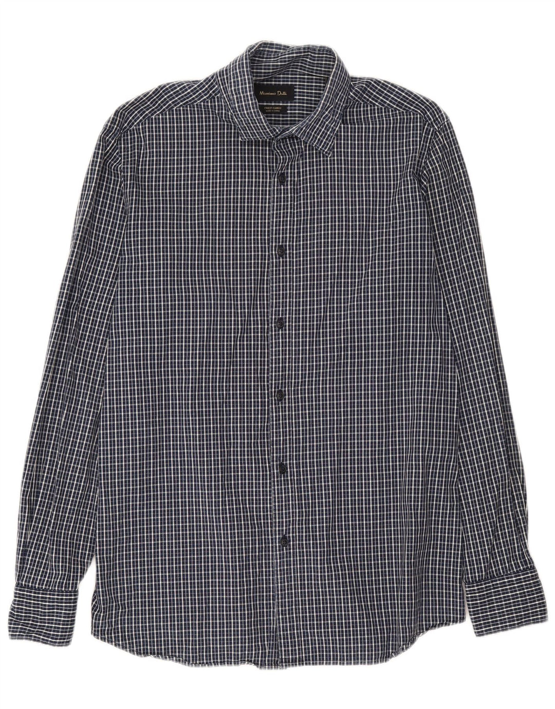 Camicia da uomo Massimo Dutti in cotone a quadri grandi blu navy