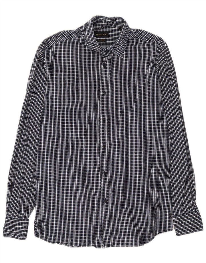 Camicia da uomo Massimo Dutti in cotone a quadri grandi blu navy