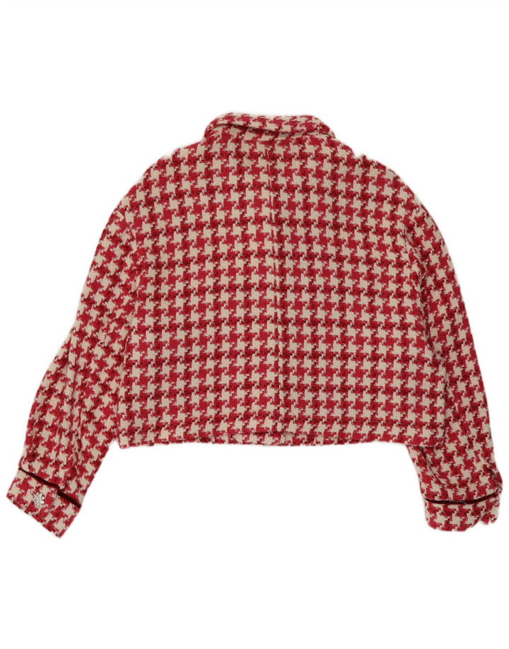 Giacca Bolero da donna Zara UK 14 cotone pied de poule rosso medio