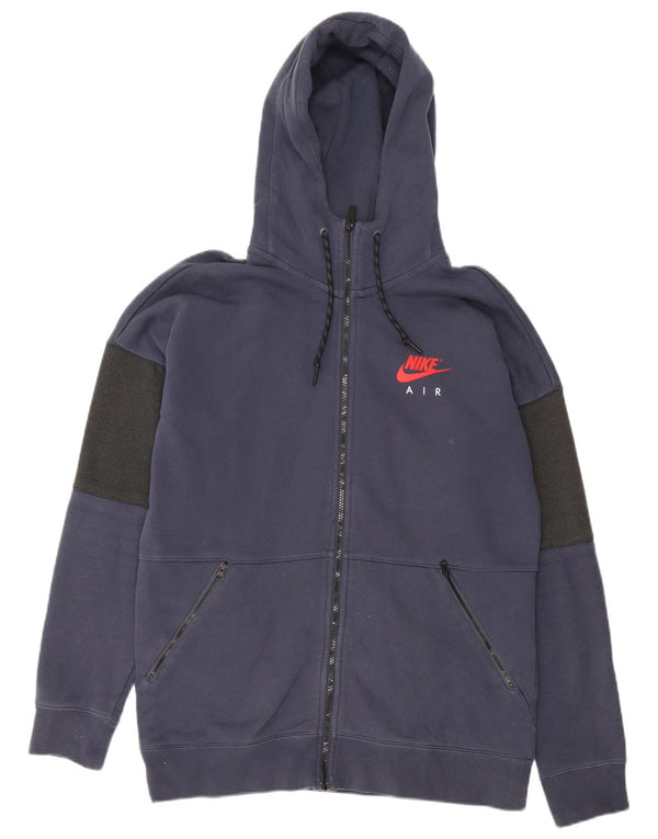 Felpa con cappuccio e zip Nike da uomo, grande, in cotone color block blu navy