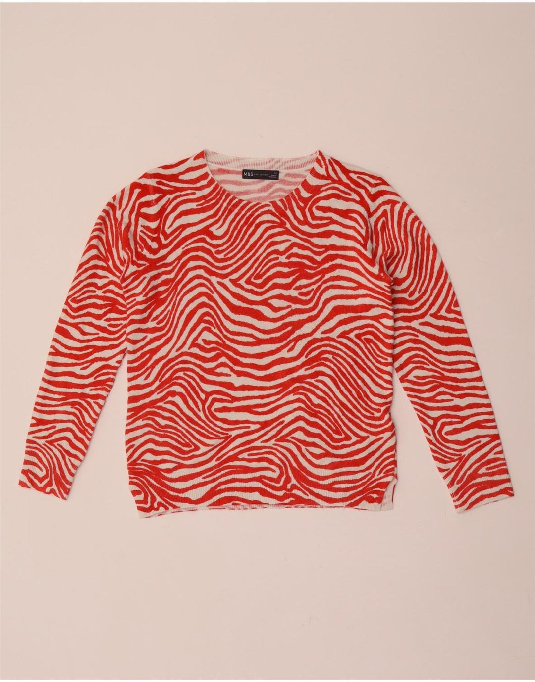 Maglione maglione girocollo da donna Marks & Spencer UK 10 piccolo rosso