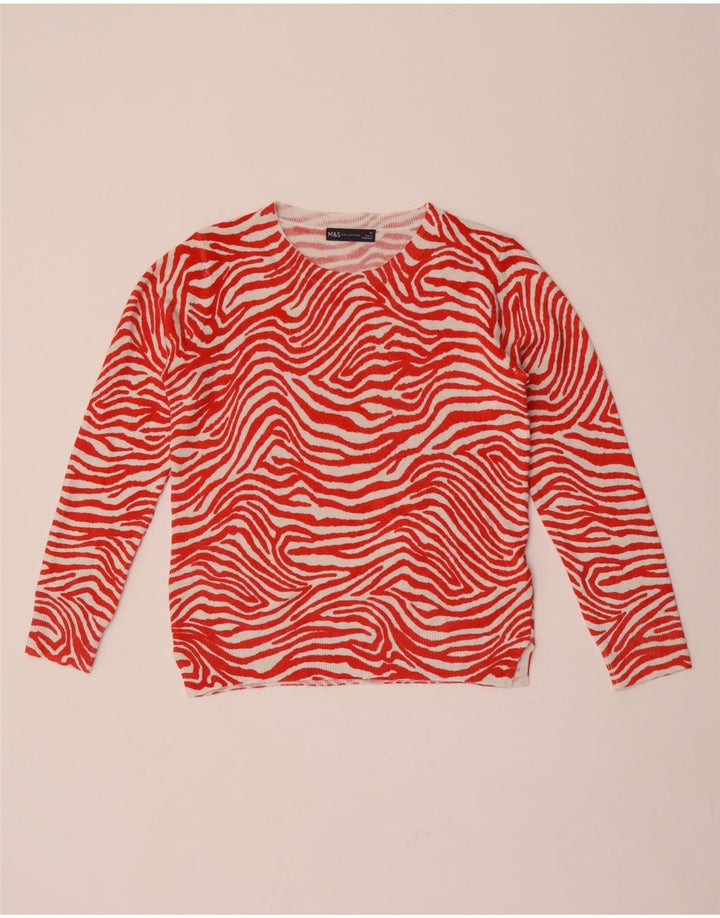 Maglione maglione girocollo da donna Marks & Spencer UK 10 piccolo rosso