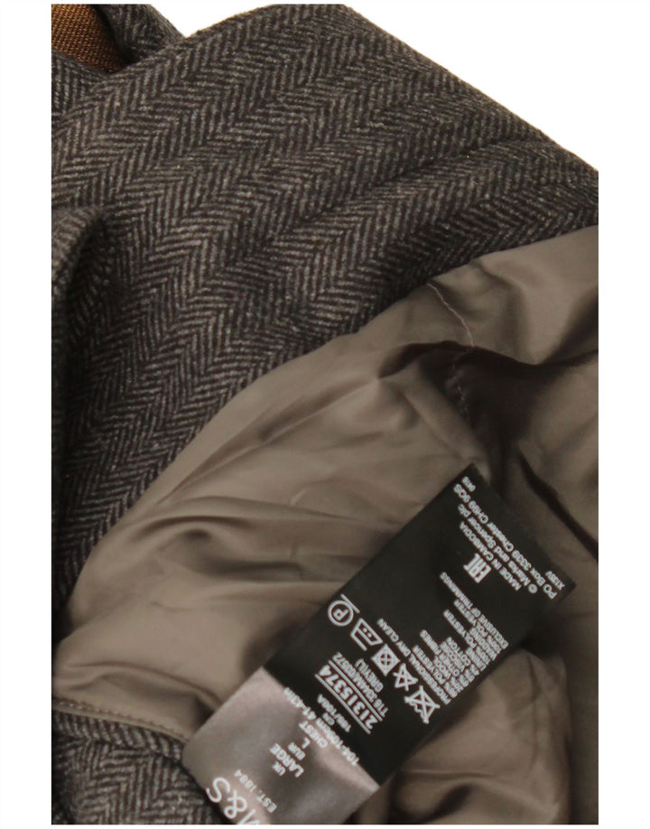 Cappotto da uomo Marks & Spencer UK 40 Large Grey Herringbone Classic