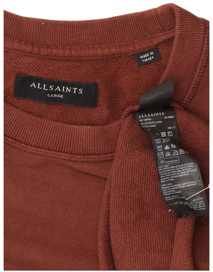 Felpa da uomo All Saints Maglione grande in cotone marrone