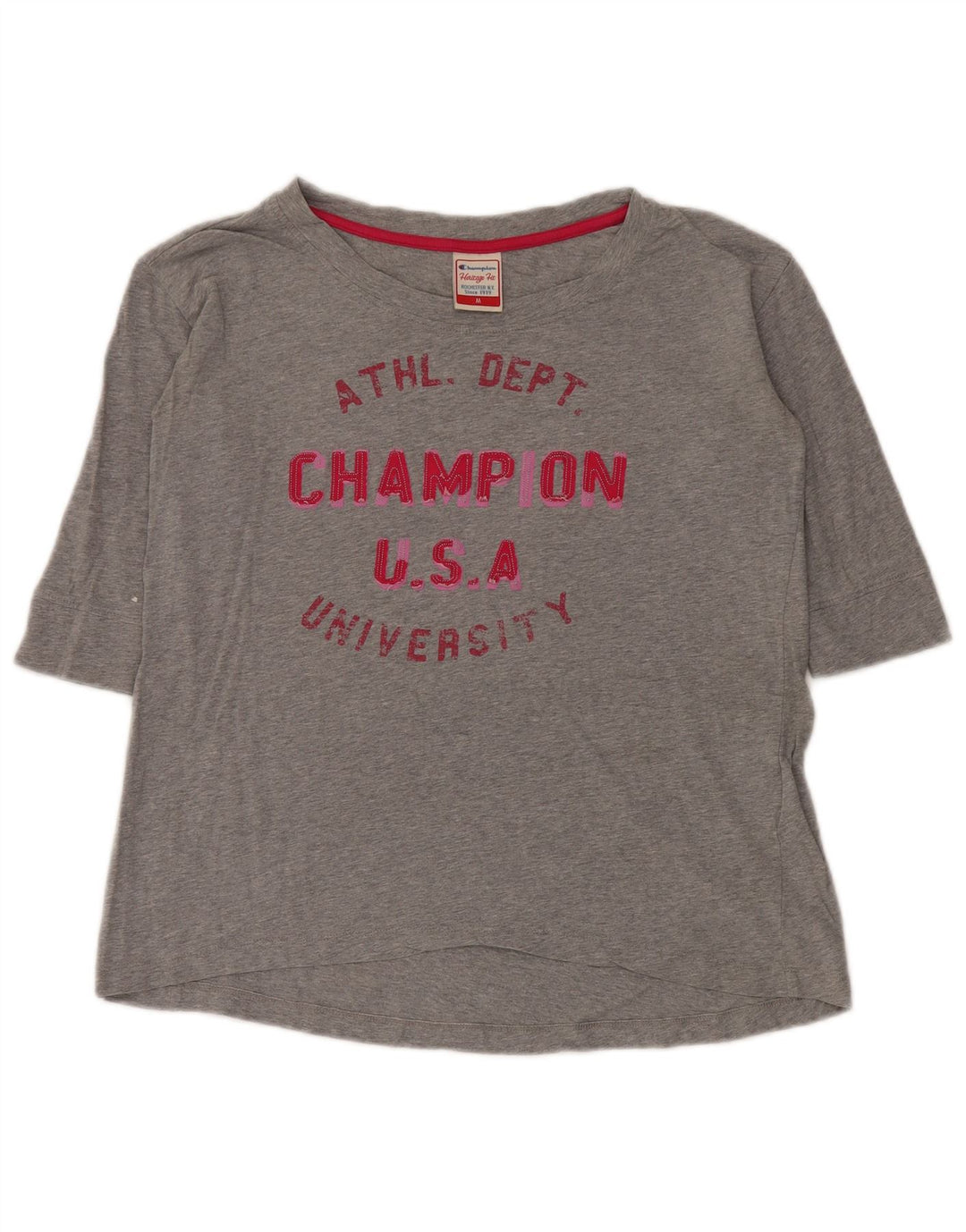 Top da donna con grafica Champion Heritage Fit manica 3/4 UK 14 Grigio medio