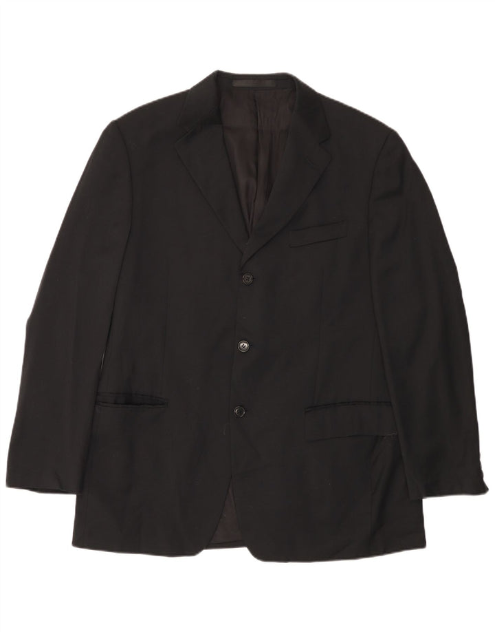MARKS & SPENCER Giacca blazer da uomo a 3 bottoni UK 38 media nera in lana vergine