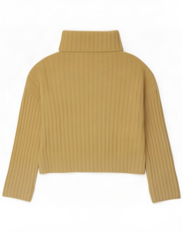 Sisley Maglione da donna con collo alto e vestibilità comoda UK 6 XS Lana gialla