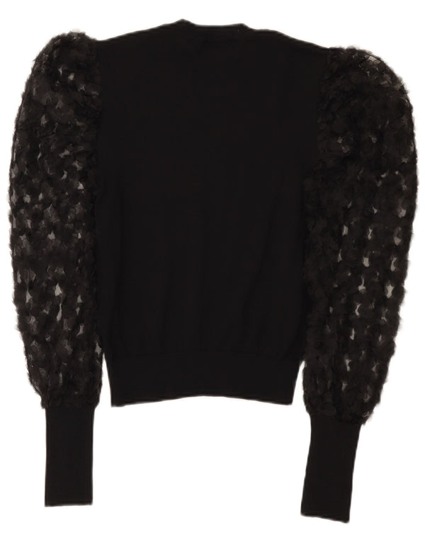 Top corto da donna Zara a maniche lunghe UK 8 piccolo nero floreale