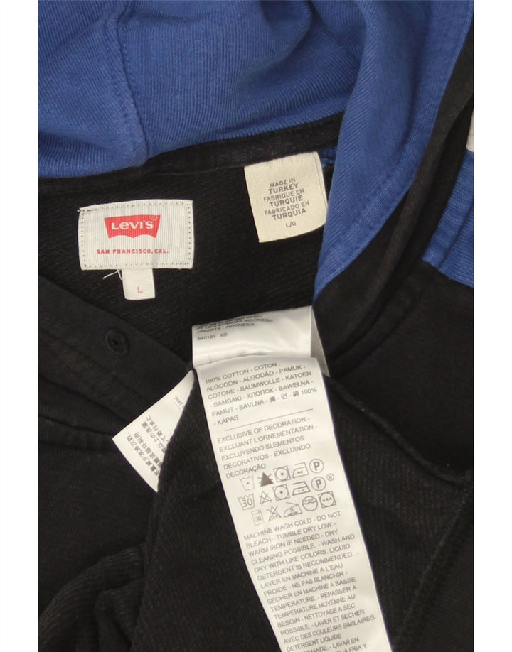Maglione con cappuccio e zip da uomo Levi's grande in cotone color block nero