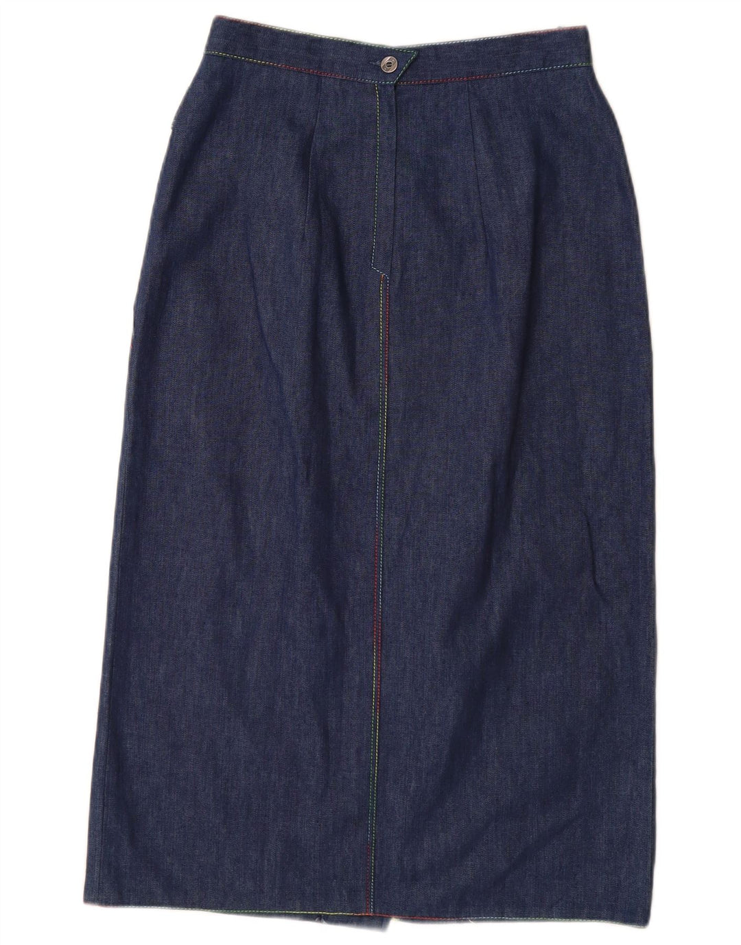 Gonna di jeans a vita alta da donna VINTAGE EU 38 medio W26 cotone blu navy