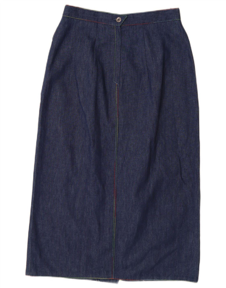 Gonna di jeans a vita alta da donna VINTAGE EU 38 medio W26 cotone blu navy