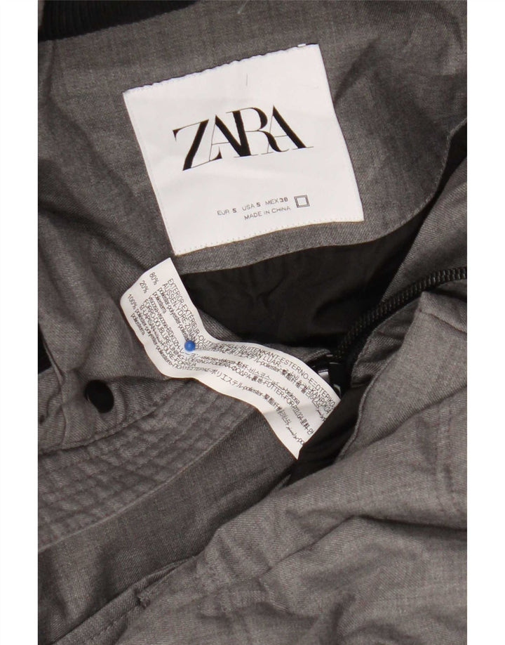 Cappotto imbottito con cappuccio da uomo Zara UK 36 piccolo poliestere grigio