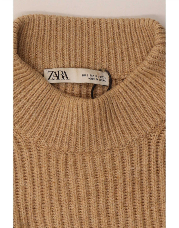 Maglione maglione girocollo oversize da donna Zara UK 10 piccolo marrone