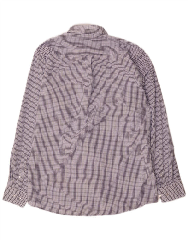 Camicia Chaps da uomo vestibilità regolare taglia 16 16,5 grande viscosa a quadretti blu