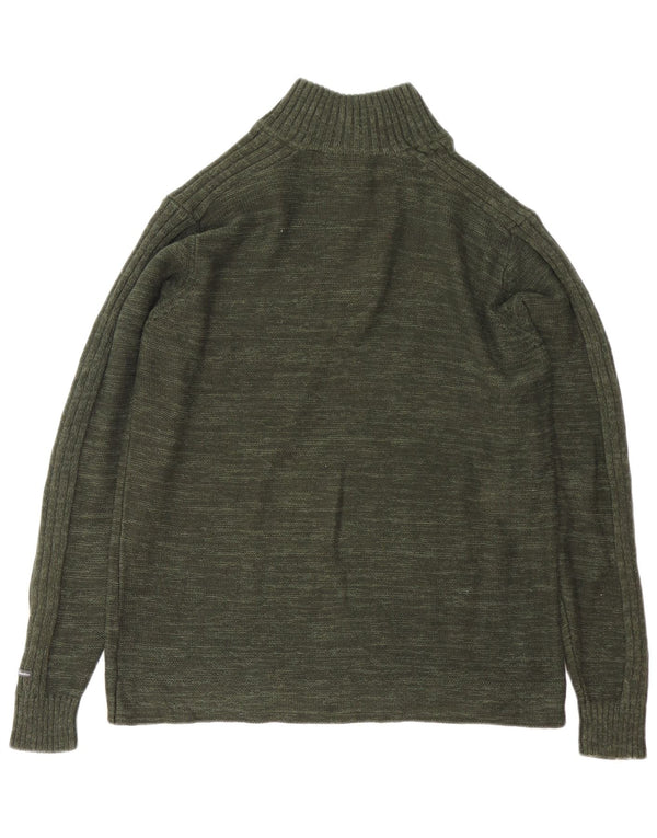 Maglione Columbia da uomo con zip e collo grande in cotone chiazzato verde