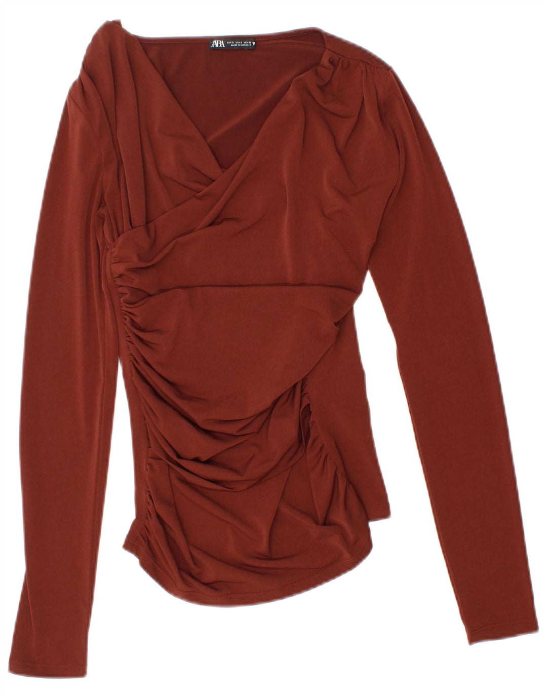 Top Zara da donna a maniche lunghe UK 8 Small marrone poliestere