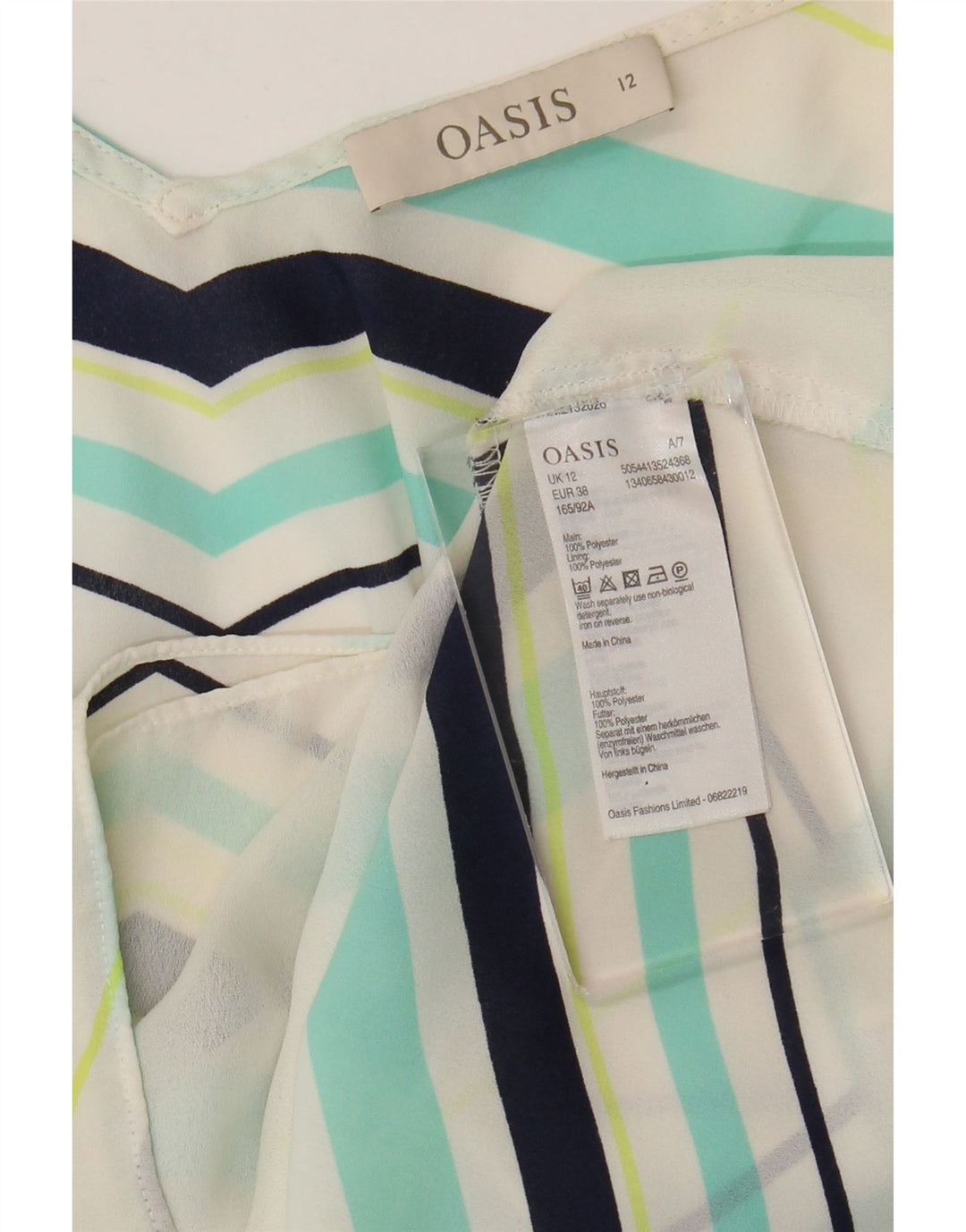 Camicetta senza maniche da donna Oasis UK 12 Poliestere a righe bianche medie