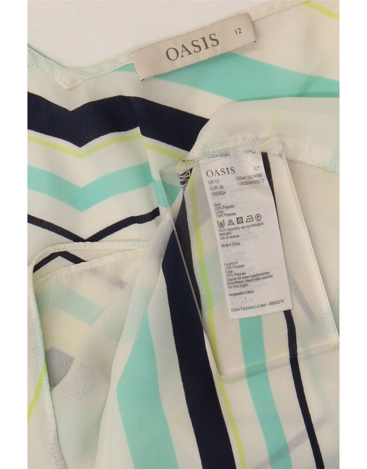 Camicetta senza maniche da donna Oasis UK 12 Poliestere a righe bianche medie