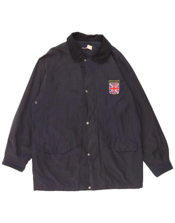 Giacca a vento da uomo VINTAGE UK 44 2XL Cotone blu navy