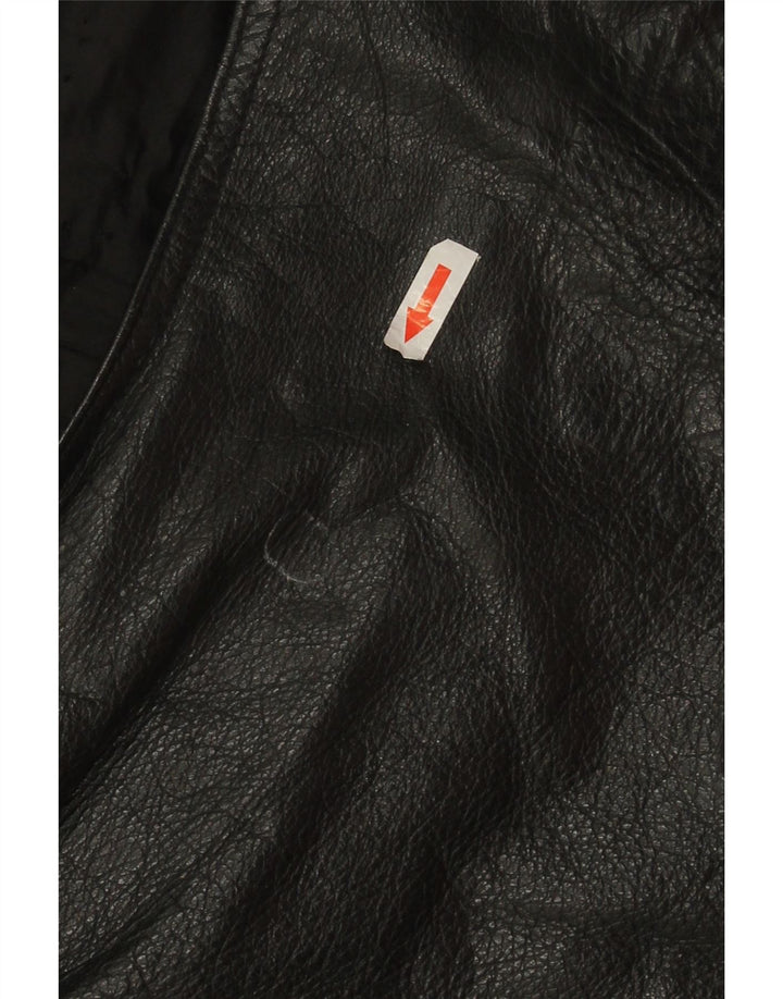 Gilet in pelle da donna vintage UK 20 2XL Pelle nera