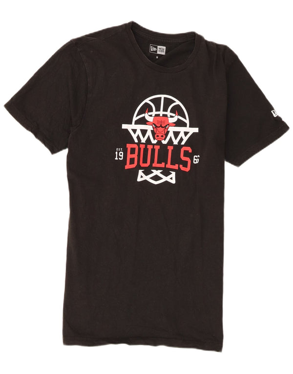 T-shirt grafica da uomo New Era Chicago Bulls Top in cotone nero medio