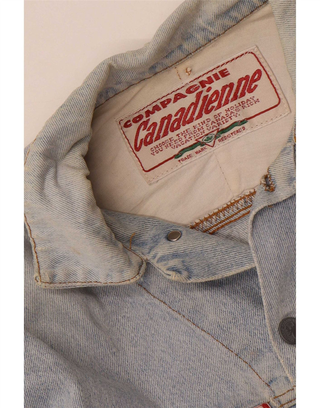 Giacca in denim grafico da uomo Compagnie Canadienne UK 38 Blu medio
