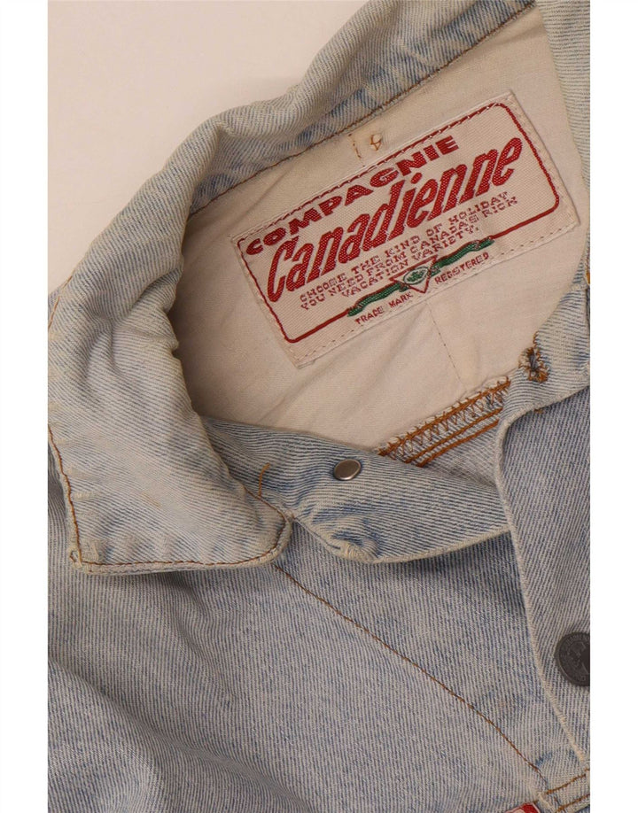 Giacca in denim grafico da uomo Compagnie Canadienne UK 38 Blu medio