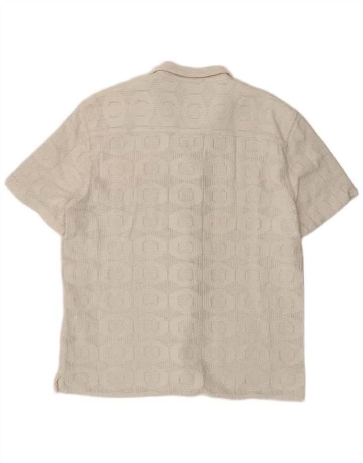 Camicia a maniche corte da uomo Zara XL in cotone geometrico bianco