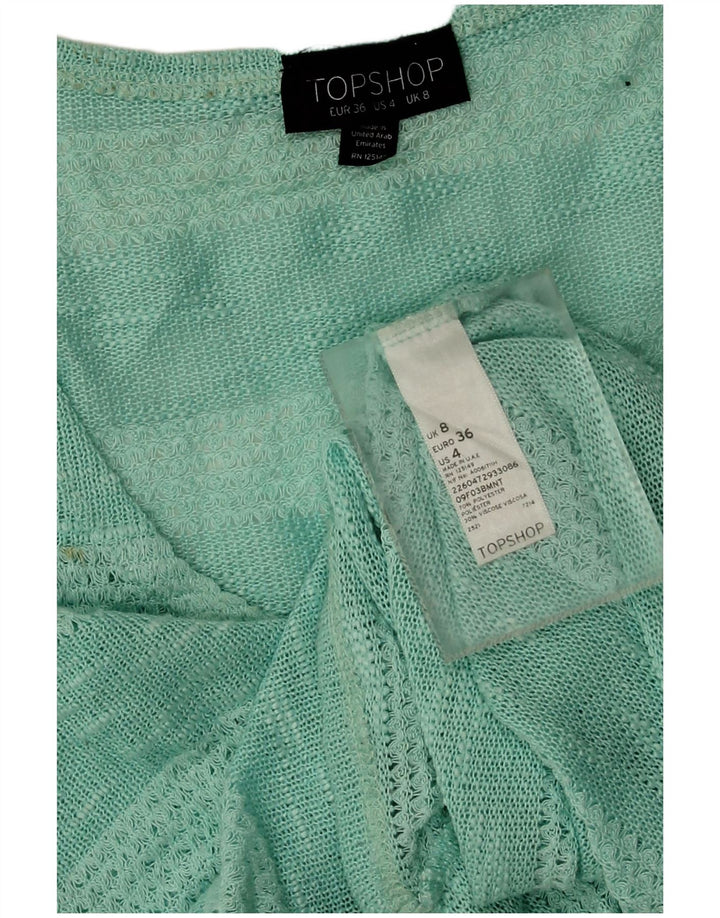 Topshop Canotta da donna Top UK 8 Small Poliestere a righe turchesi