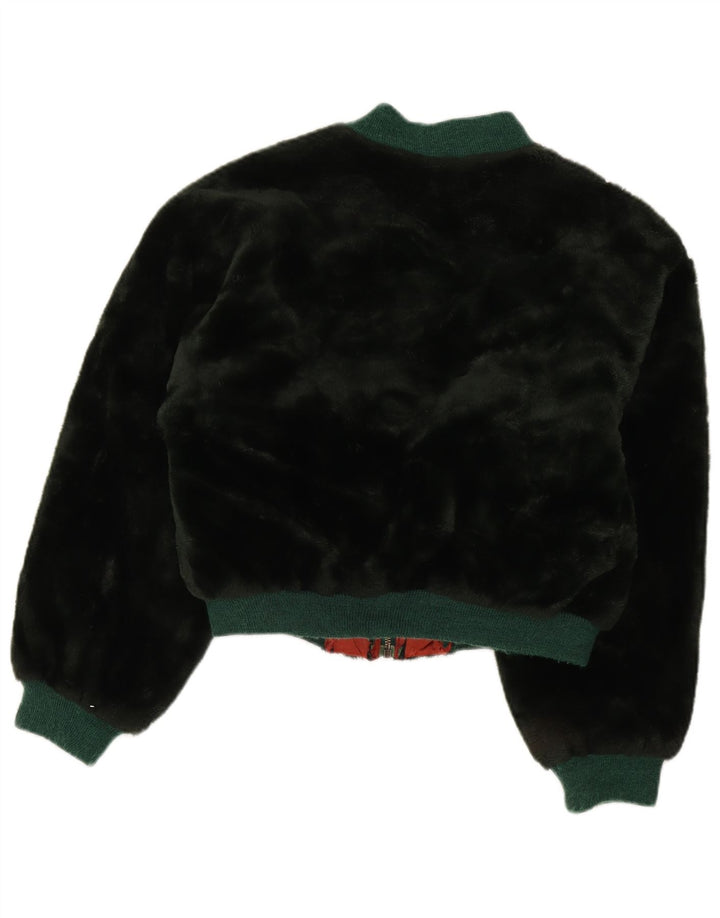 Giubbotto bomber corto in pelliccia sintetica oversize da donna Benetton IT 44 medio nero