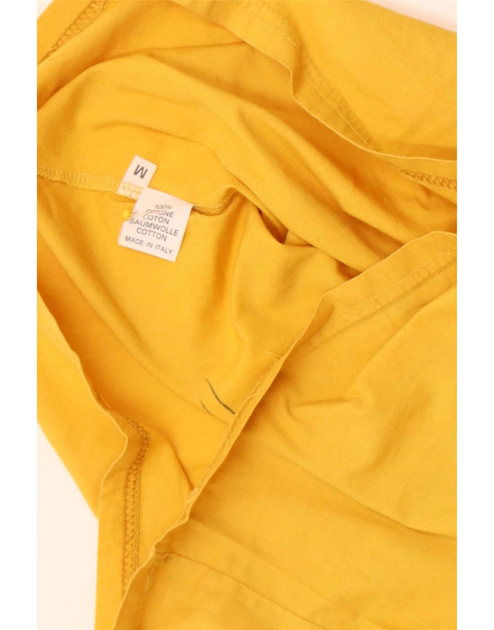 Top camicetta grafica da donna vintage UK 14 cotone giallo medio