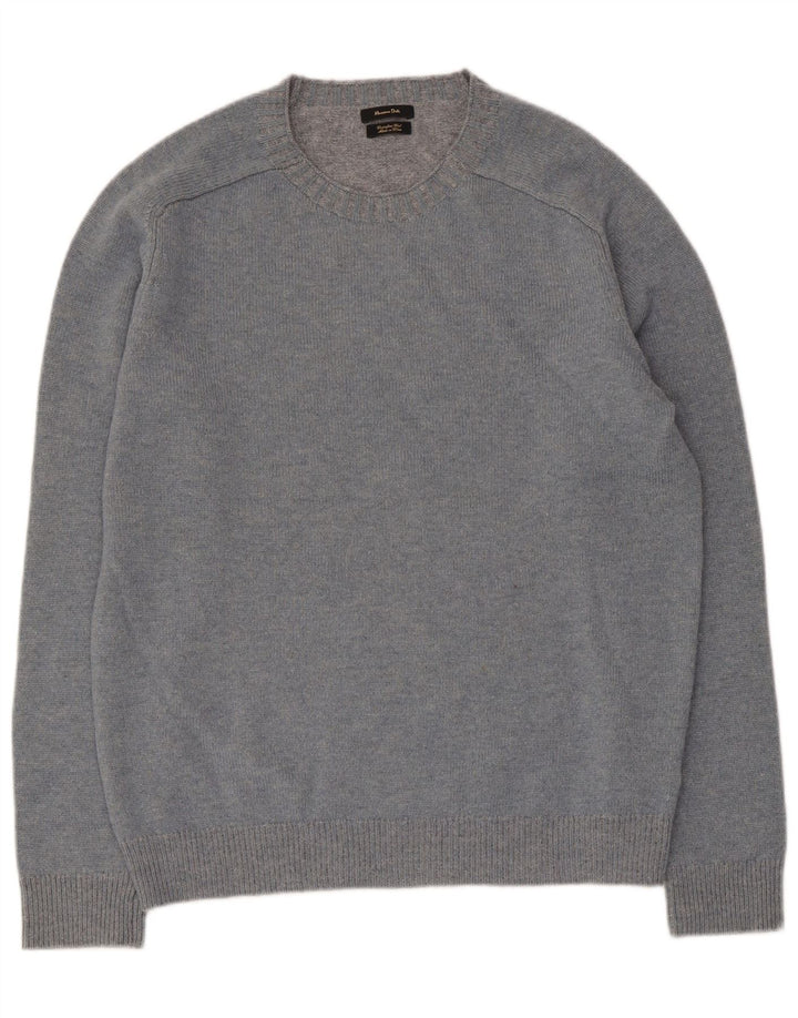 Massimo Dutti Uomo Maglione Girocollo Maglione Grande Lana Blu