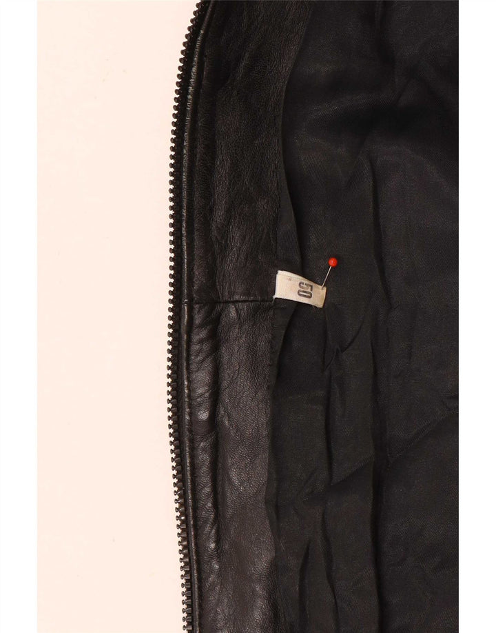 Giacca in pelle oversize da donna vintage IT 50 XL Nera