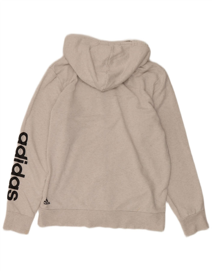 ADIDAS Mens Graphic Zip Hoodie Sweater Large Grey Flecked