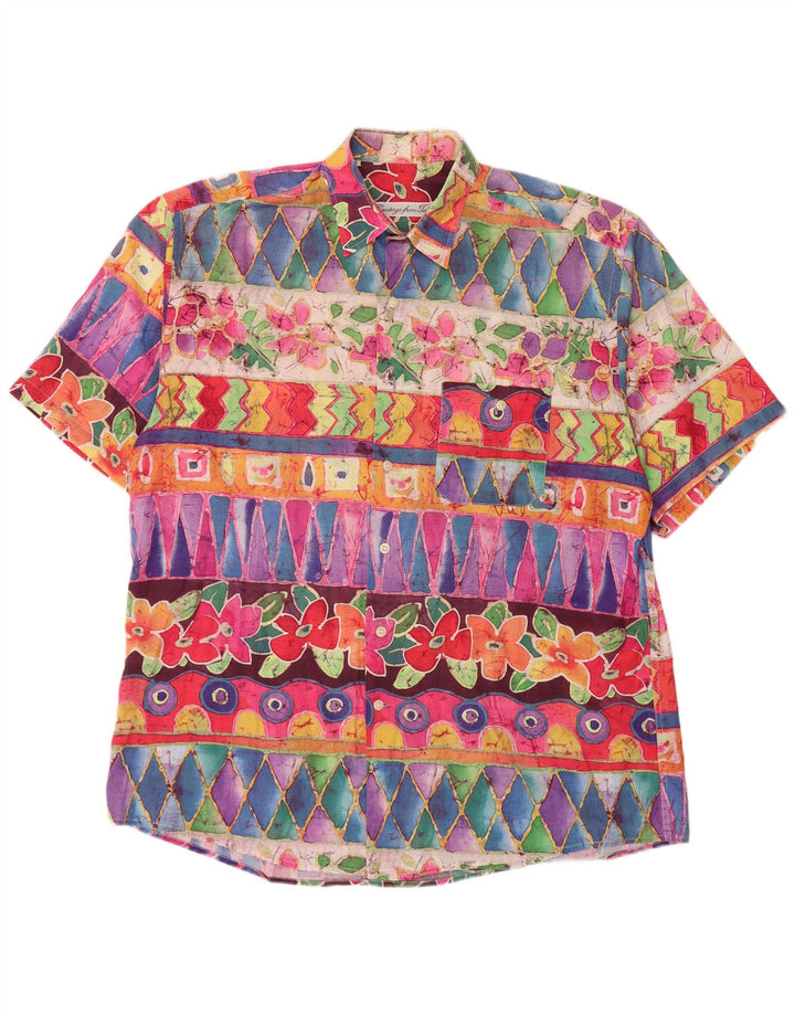 Camicia a maniche corte da uomo VINTAGE grande geometrica multicolore