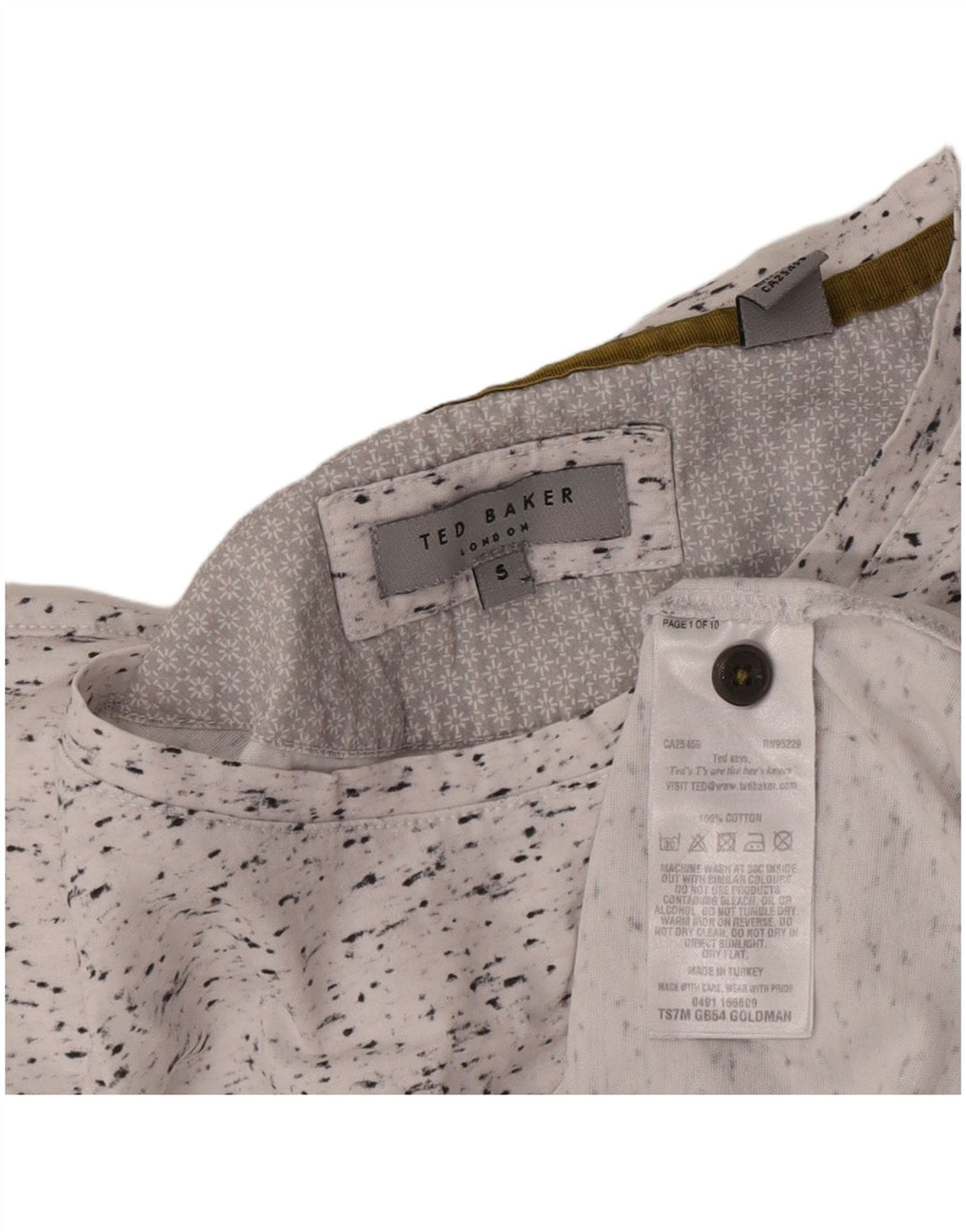 T-shirt da uomo Ted Baker taglia 5 XL cotone chiazzato bianco