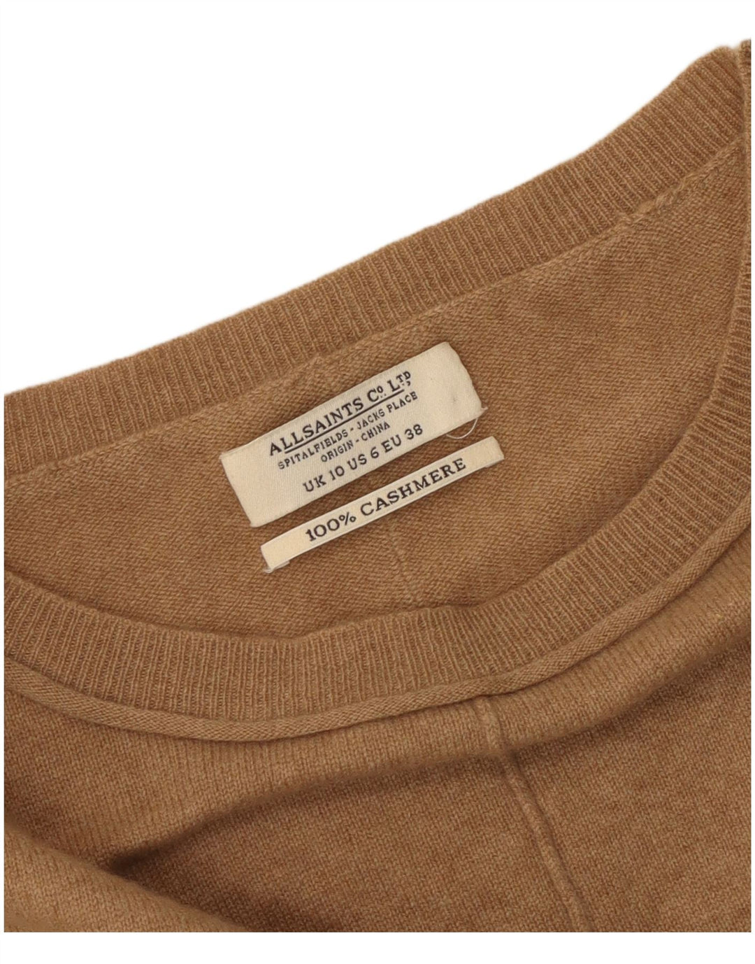 Maglione maglione oversize con scollo a barca da donna All Saints UK 10 piccolo Beige