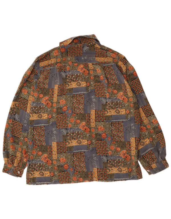 Camicia oversize da donna vintage UK 18 XL blu floreale