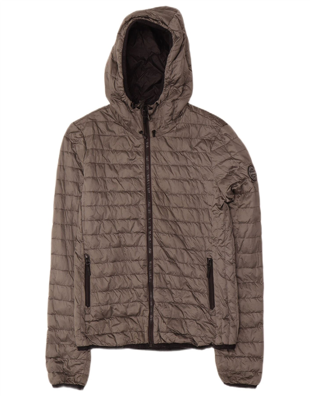Giacca imbottita con cappuccio da donna SUPERDRY UK 10 piccola in nylon grigio