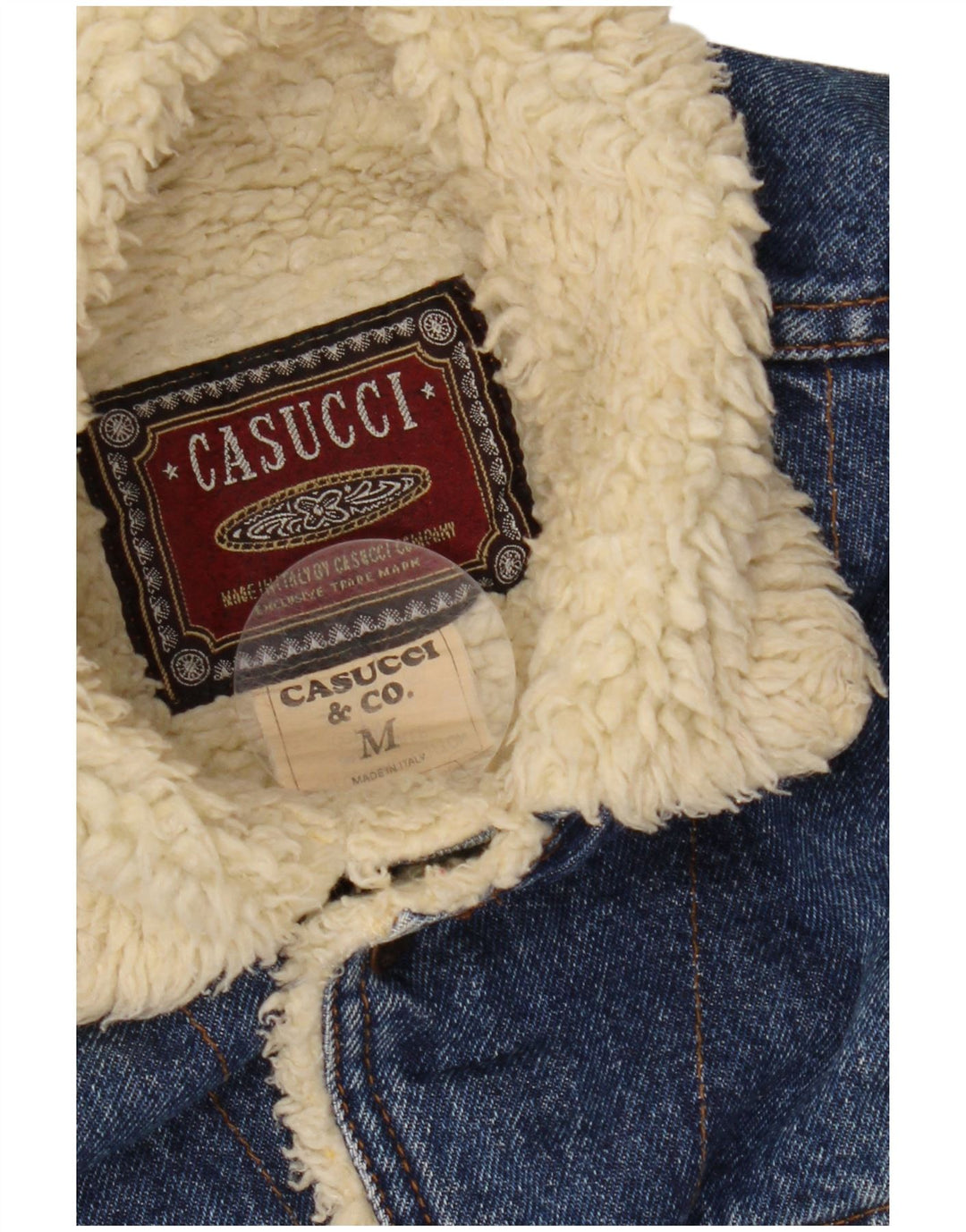 CASUCCI Giacca in denim Sherpa da uomo UK 38 Cotone blu medio