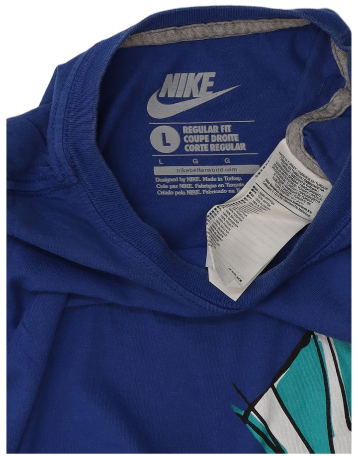 NIKE T-shirt grafica da uomo con vestibilità regolare, top grande in cotone blu