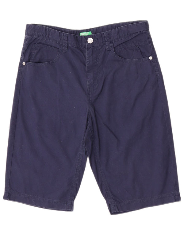 Benetton Boys Bermuda Casual Shorts 13-14 Years W29 3XL Navy Blue Cotton