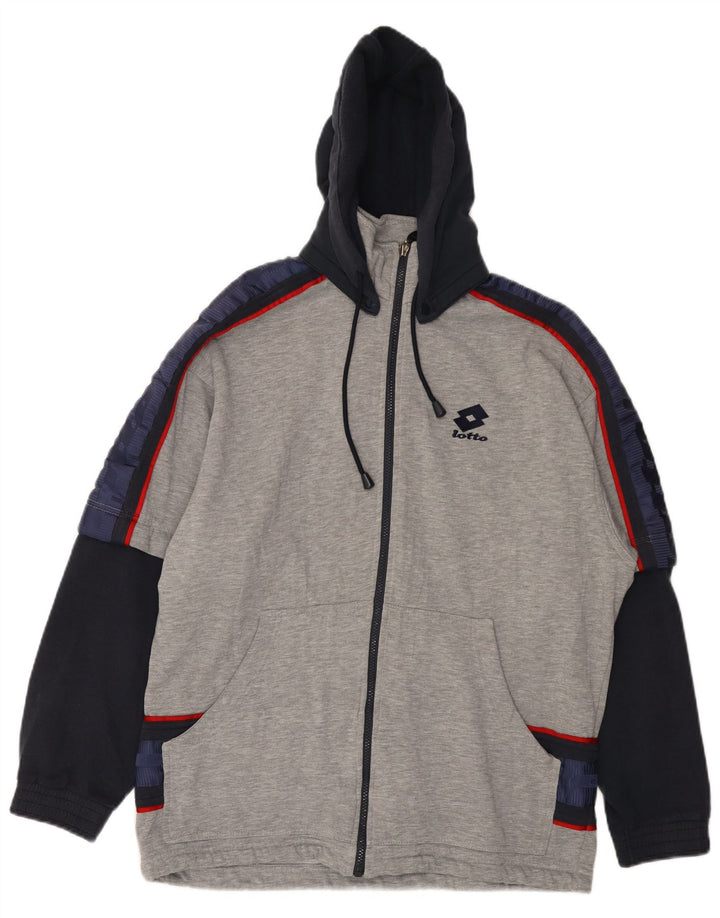 Giacca da ginnastica grafica da uomo LOTTO UK 38/40 Colorblock grigio medio