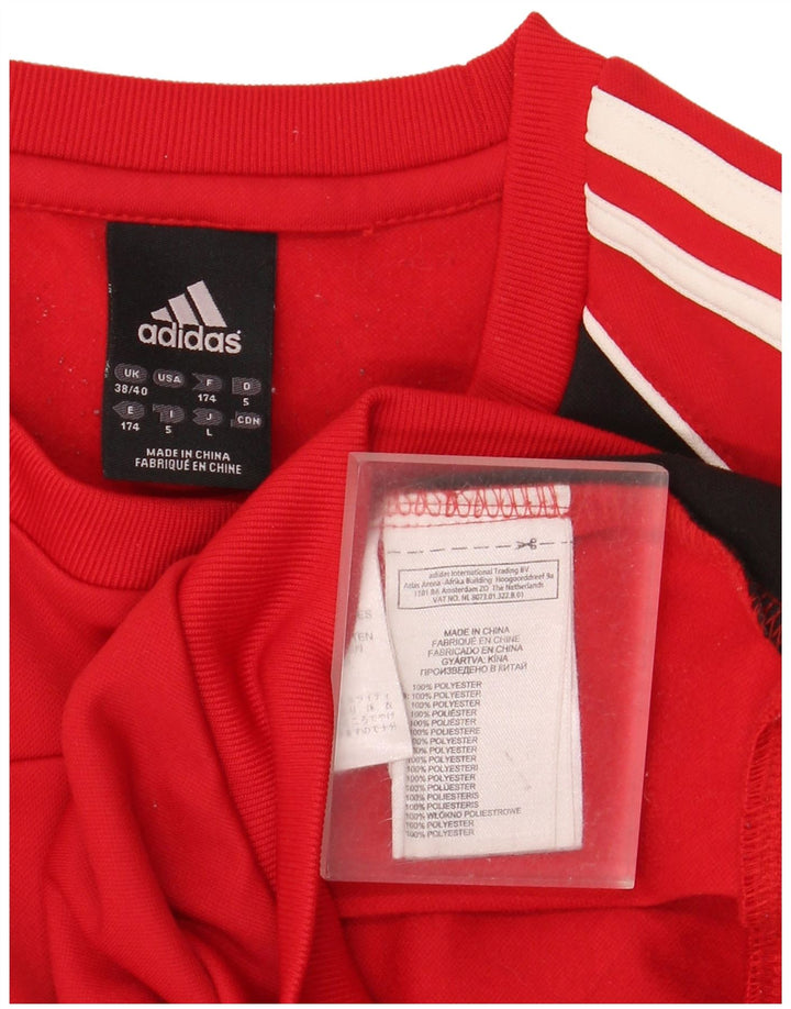 Felpa da uomo Adidas maglione UK 38/40 poliestere color block rosso medio