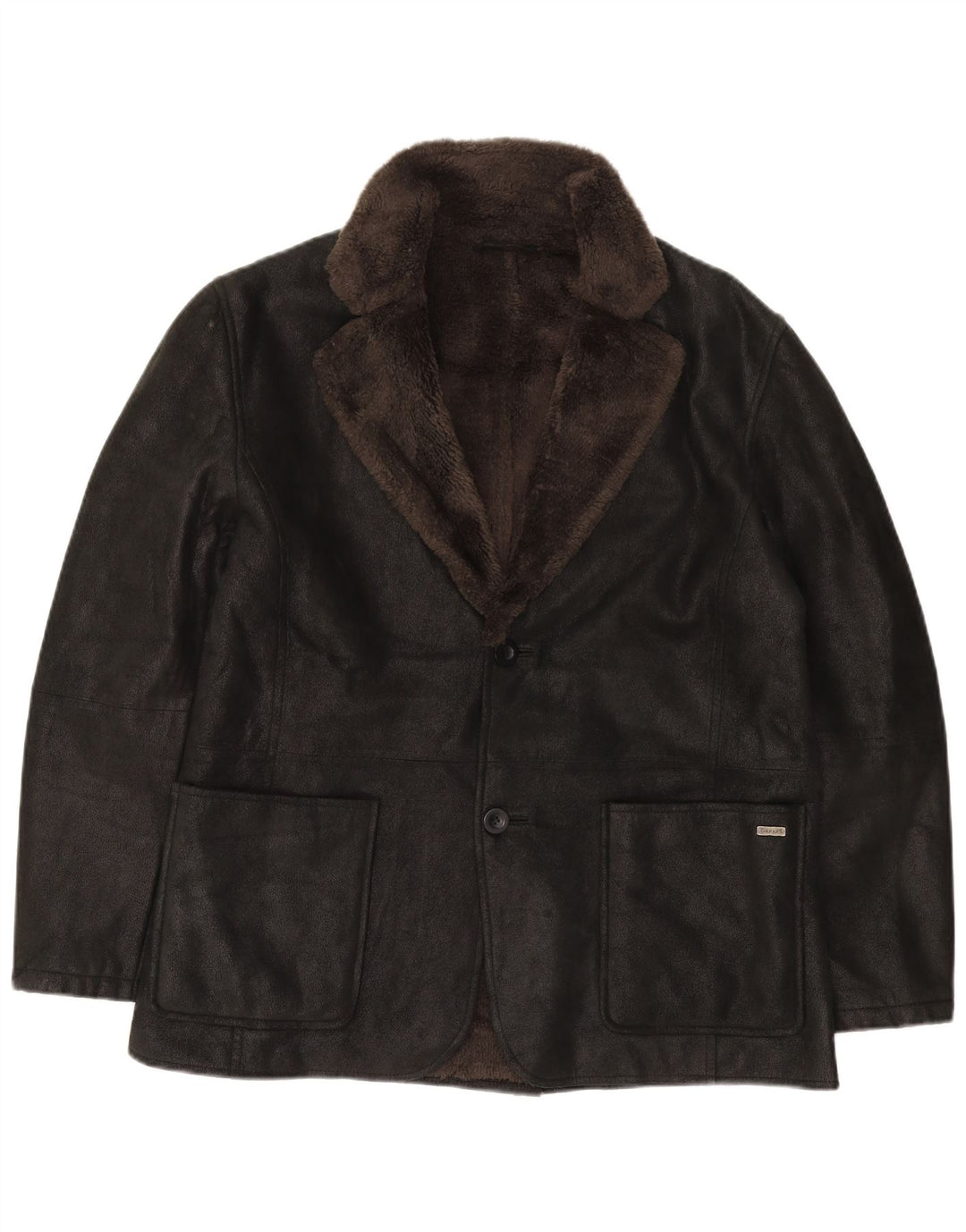 Giacca blazer da uomo in sherpa a 2 bottoni Pierre Cardin UK 40 grande nera