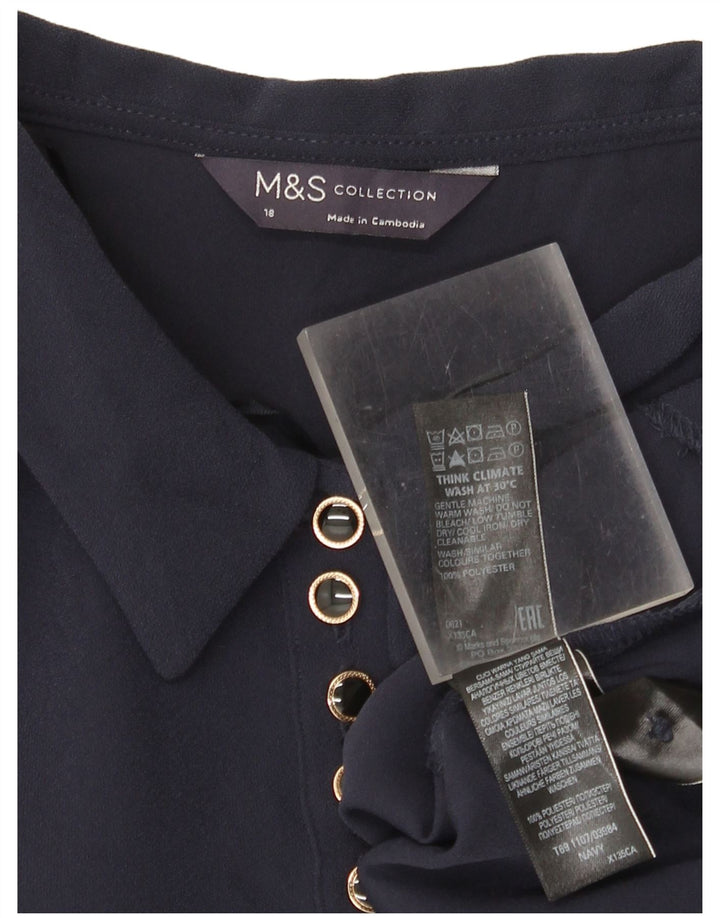 Abito a trapezio a maniche lunghe da donna Marks & Spencer UK 18 XL poliestere blu navy