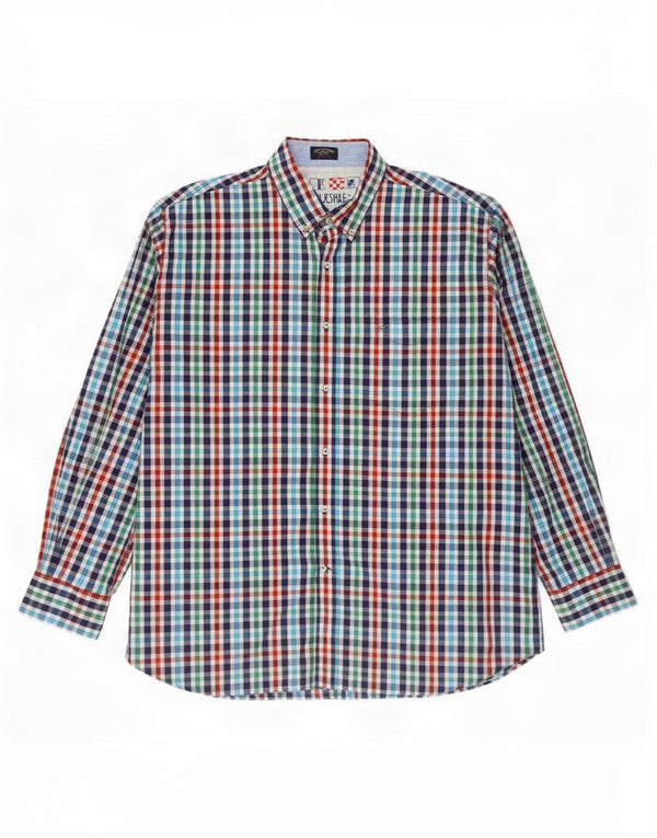 Paul & Shark Camicia da yachting da uomo XL in cotone a quadri multicolore