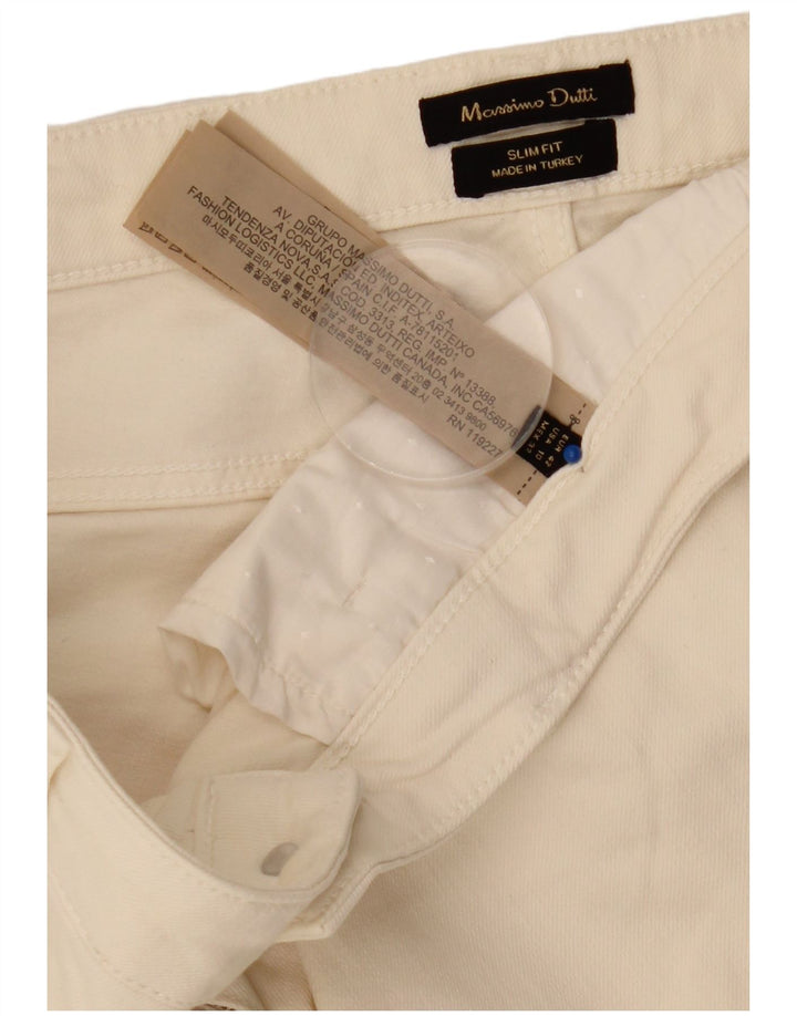 Jeans slim da donna Massimo Dutti EU 42 Large W32 L30 Cotone bianco sporco